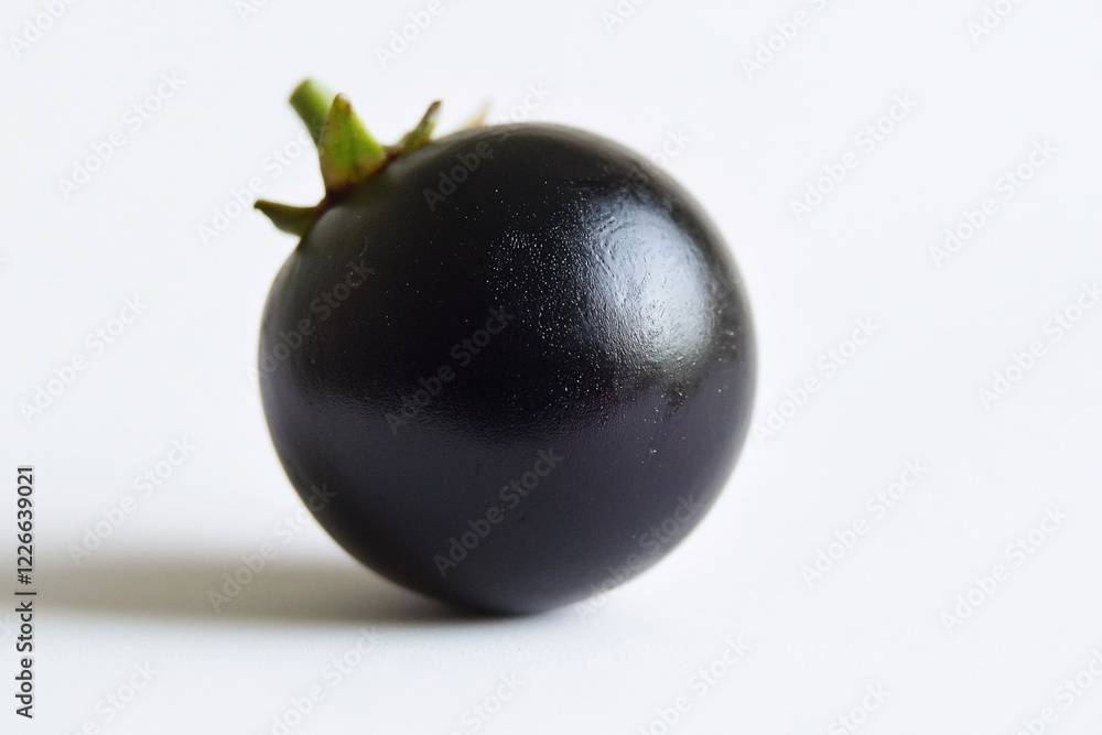 Glossy black fruit on white background showcasing its smooth texture and vibrant color Glossy black fruit on white background showcasing its smooth texture and vibrant color