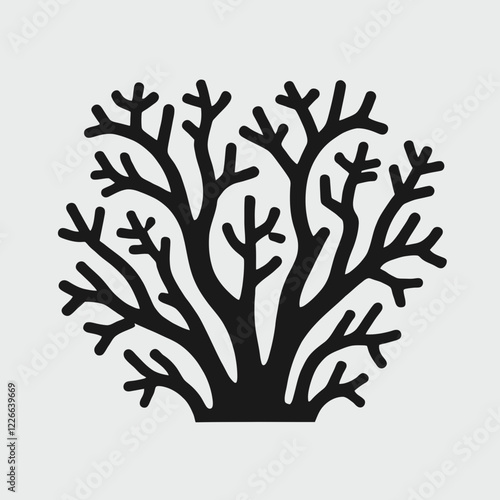 Coral Reef Silhouette in black on a white background