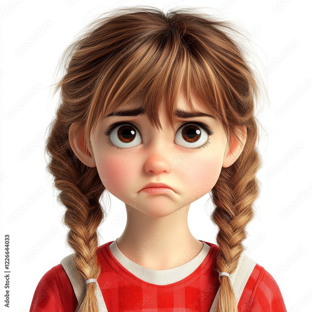 Emotional expression of a young girl studio digital art indoor close-up childhood feelings Emotional expression of a young girl studio digital art indoor close-up childhood feelings
