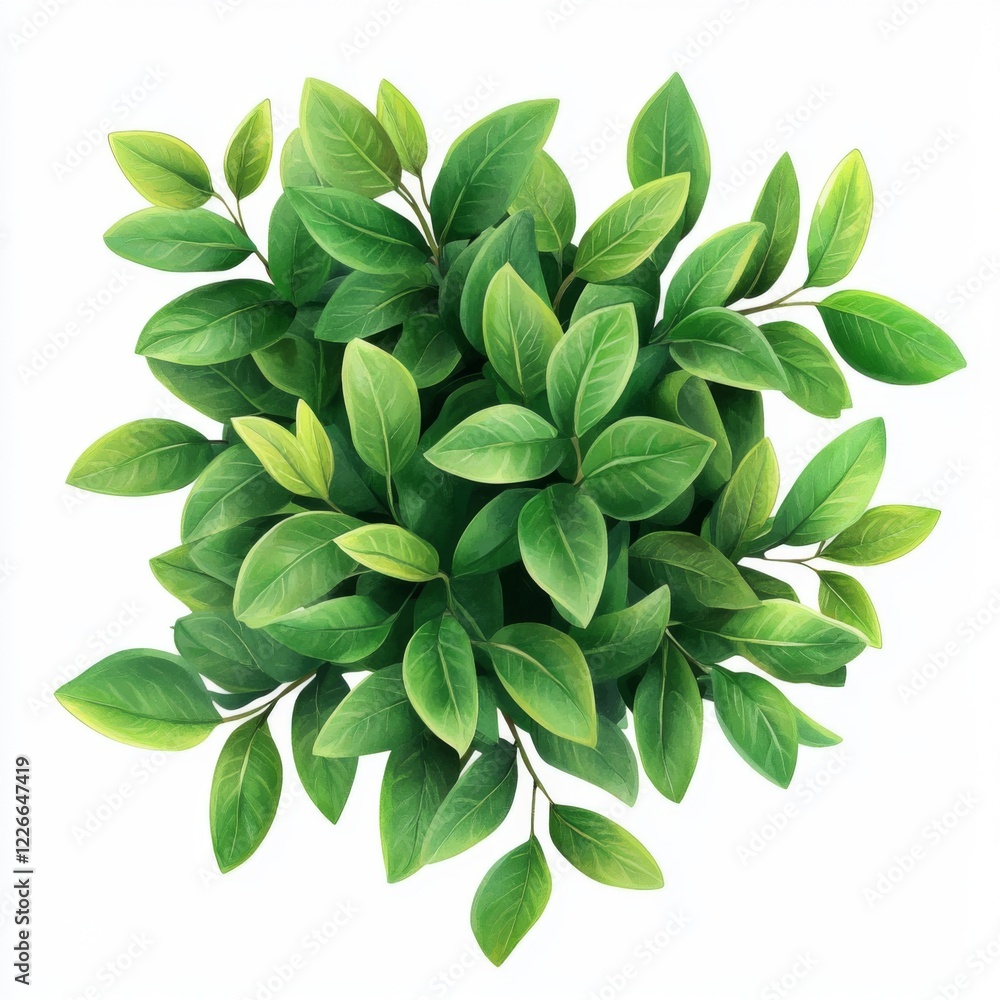 Vibrant green leaves nature setting botanical illustration minimalist composition top view freshness concept Vibrant green leaves nature setting botanical illustration minimalist composition top view freshness concept