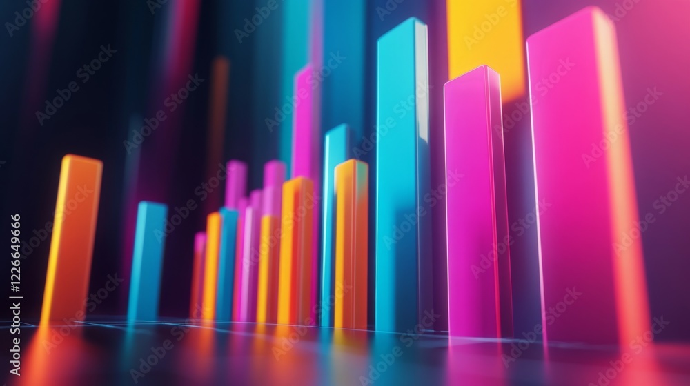 Modern D bar chart with vibrant colors, data visualization concept, and minimalistic background Modern D bar chart with vibrant colors, data visualization concept, and minimalistic background