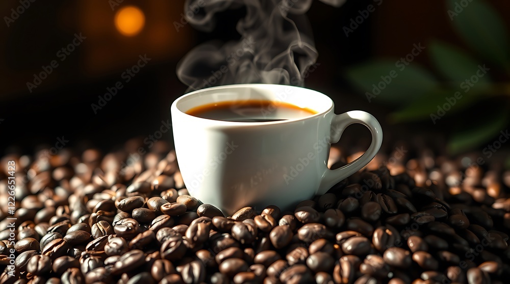 cup of coffee with beans cup of coffee with beans