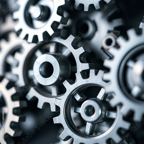 Close-Up of Interlocking Gears in Motion, Representing Efficiently Reengineered Business Processes and Seamless Operations for Modern Enterprises photo