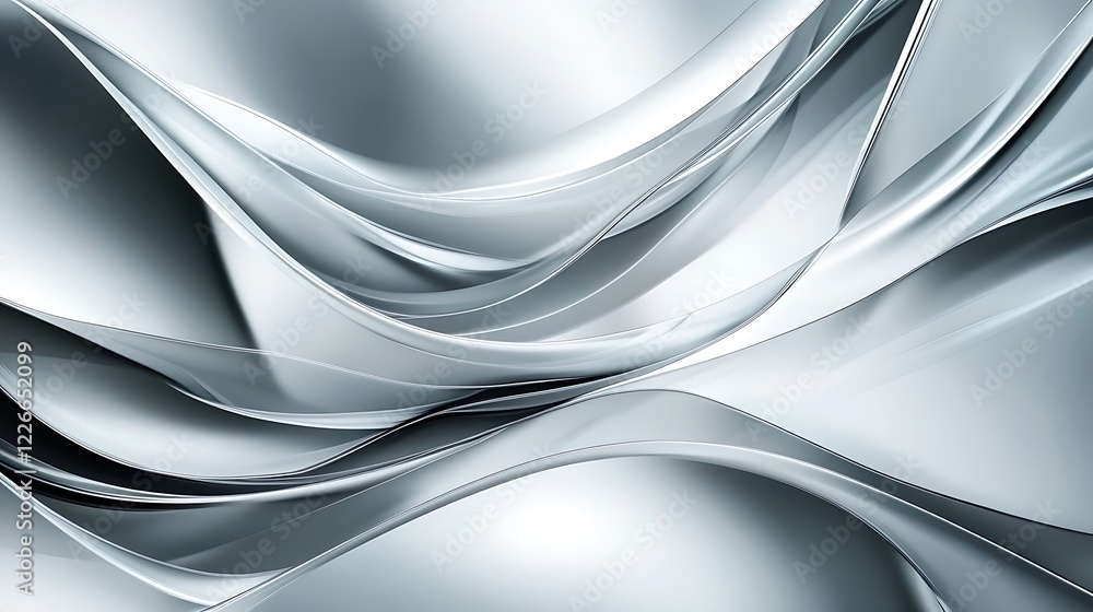 Obraz premium Abstract Silver Curves Flowing Design