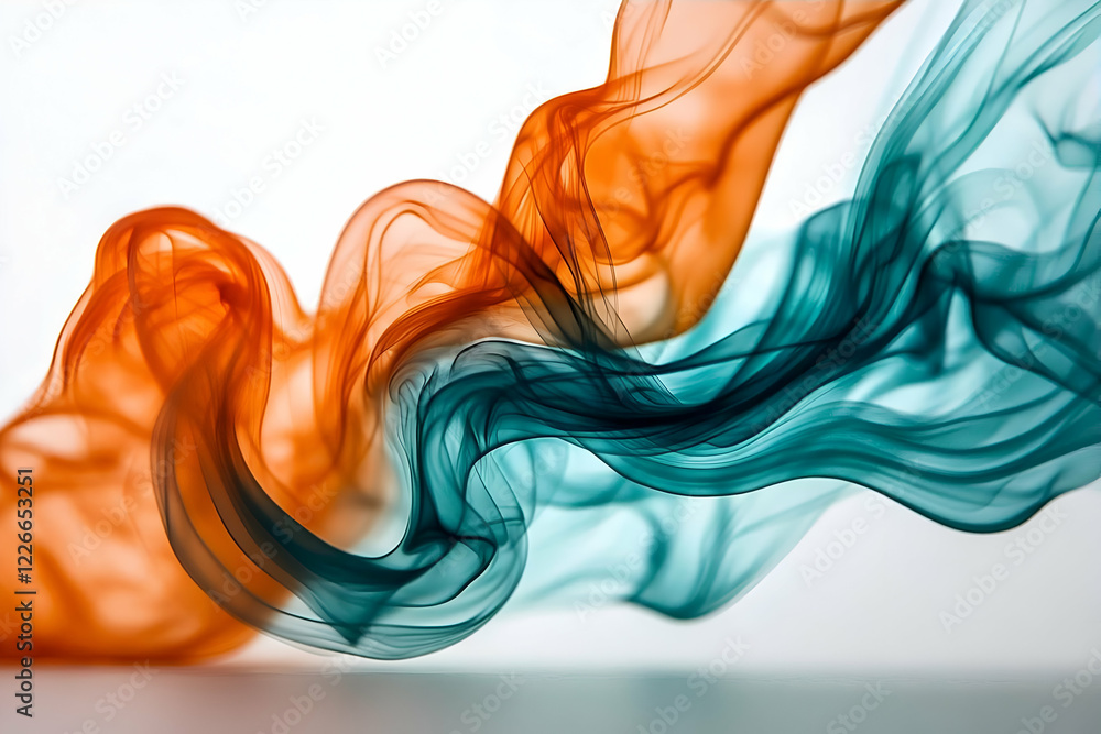 Obraz premium Teal orange smoke swirls studio background design