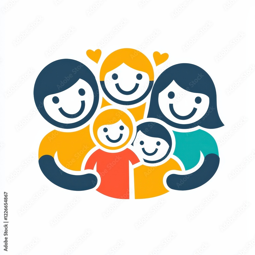 Design of happy family icon logo illustration isolated on white background Design of happy family icon logo illustration isolated on white background