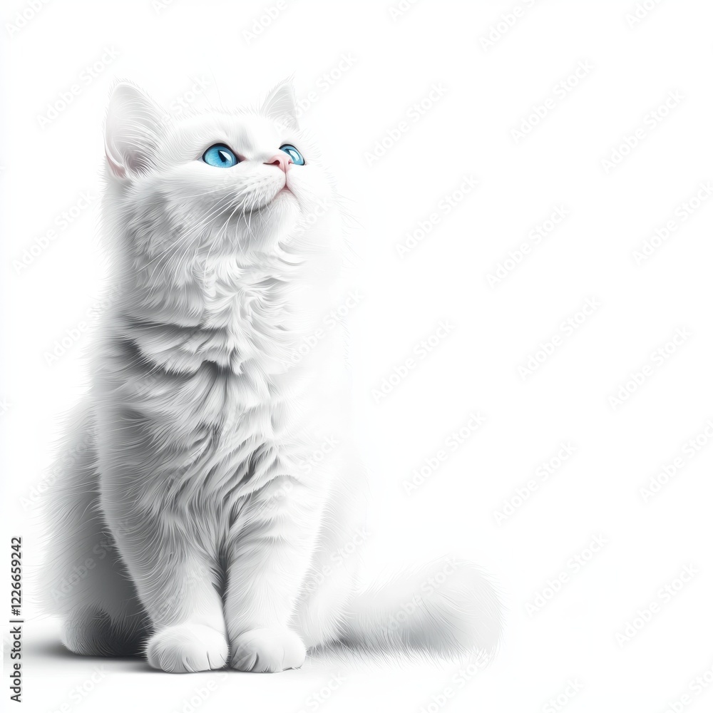 Obraz premium Majestic White Cat with Striking Blue Eyes