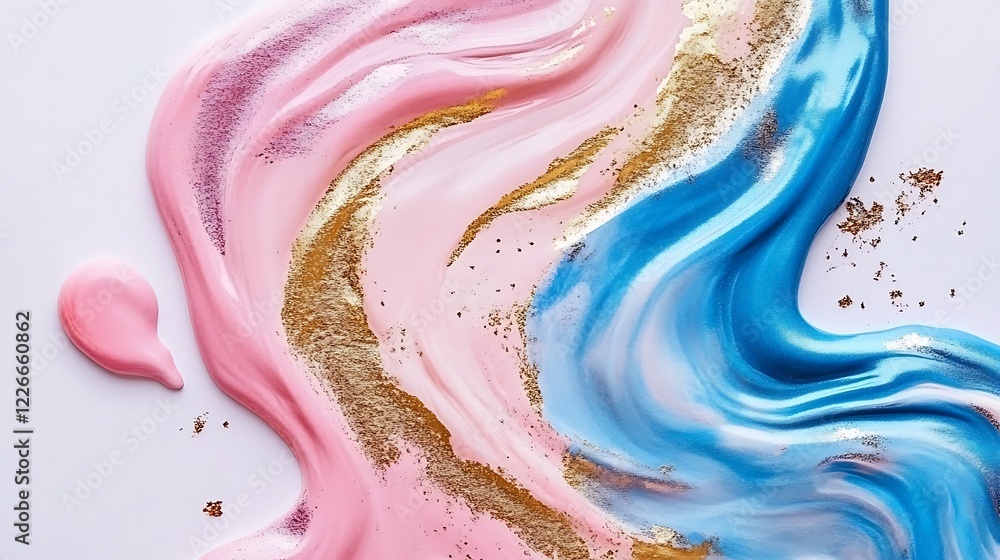 Abstract Pink Blue Swirls With Gold Accents Abstract Pink Blue Swirls With Gold Accents