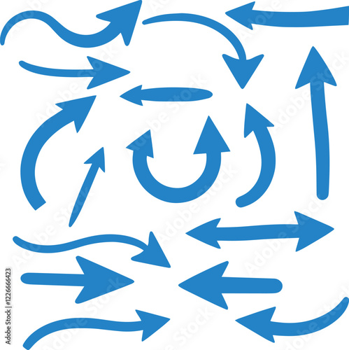 Set of colorful crooked direction arrow vector signs or icons.