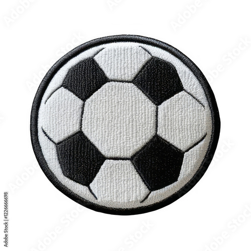  Isolated Embroidered Soccer Ball Patch. Transparent PNG.