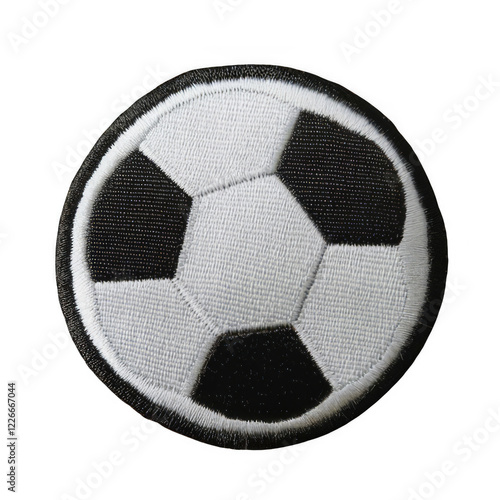  Isolated Embroidered Soccer Ball Patch. Transparent PNG.