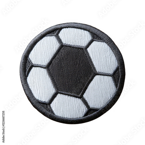  Isolated Embroidered Soccer Ball Patch. Transparent PNG.