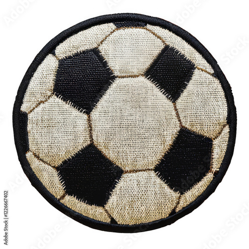  Isolated Embroidered Soccer Ball Patch. Transparent PNG.
