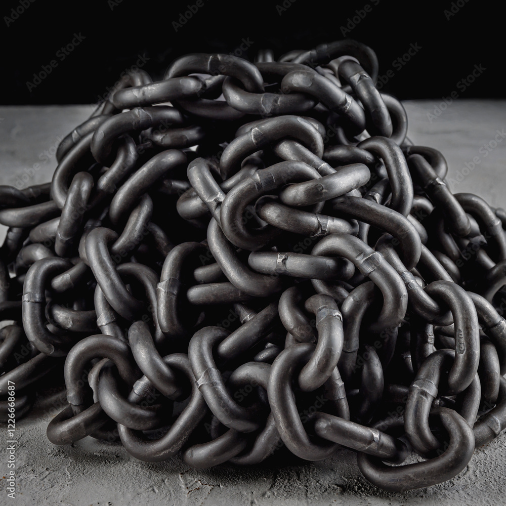 Iron chain piled up on concrete Iron chain piled up on concrete