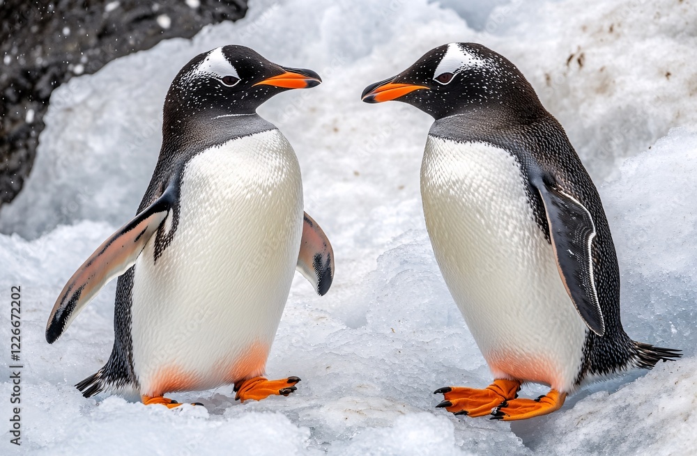 Fototapeta premium two penguins on the snow