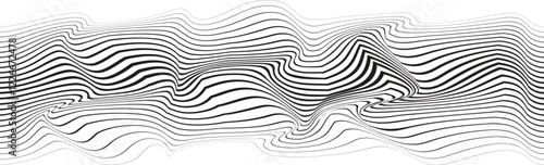 Abstract flow lines background . Optical illusion art .Fluid wavy shape .Striped linear pattern . Op art. Vector illustration

