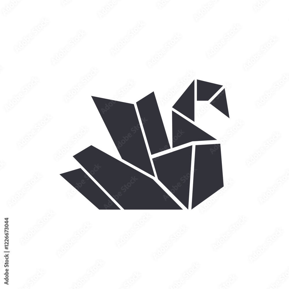 Origami swan solid icons, minimalist vector illustration ,simple transparent graphic element .Isolated on white background Origami swan solid icons, minimalist vector illustration ,simple transparent graphic element .Isolated on white background