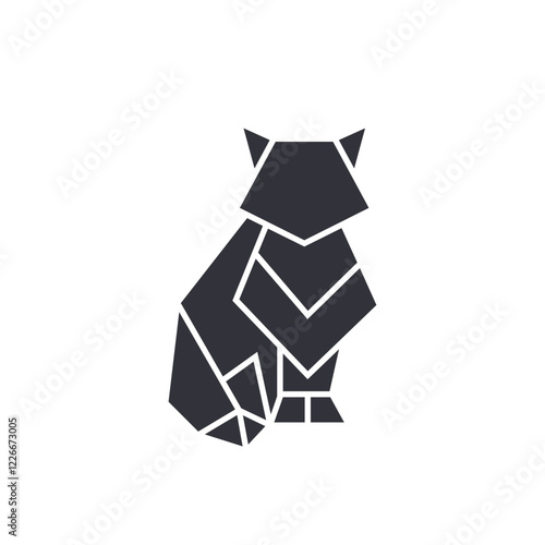 Origami fox solid icons, minimalist vector illustration ,simple transparent graphic element .Isolated on white background