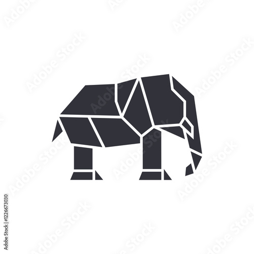 Origami elephant solid icons, minimalist vector illustration ,simple transparent graphic element .Isolated on white background