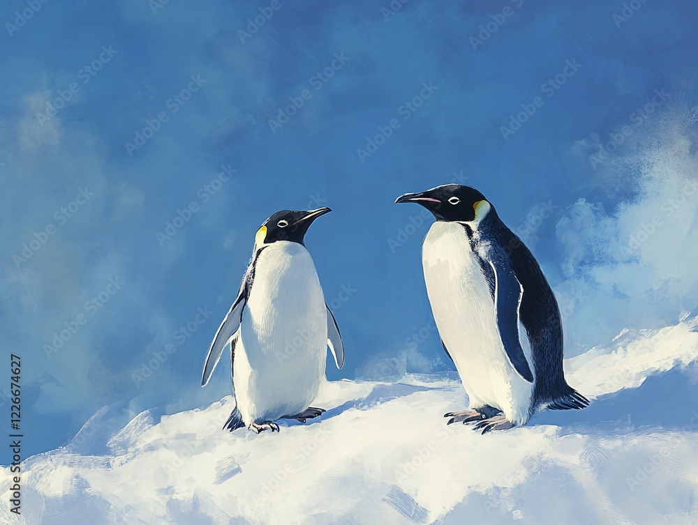 Fototapeta premium penguin on the snow