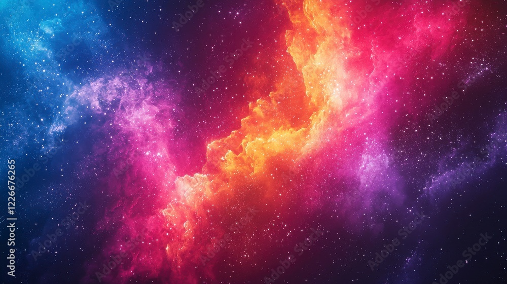 Obraz premium Vibrant Cosmic Nebula with Stars in Deep Space Background