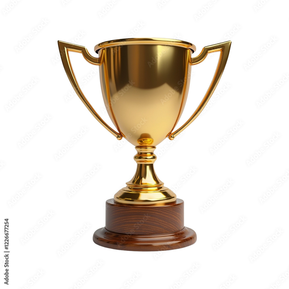 Golden Trophy Award isolated on transparent background, PNG file Golden Trophy Award isolated on transparent background, PNG file
