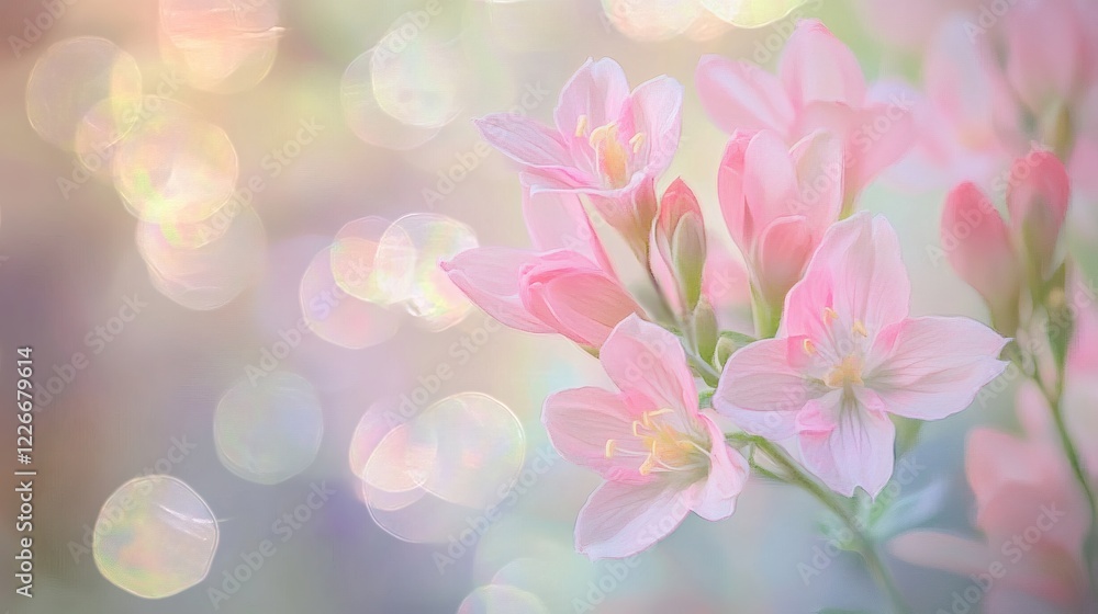 Dreamy Pastel Pink Flowers with Bokeh Background - Soft Floral Beauty Dreamy Pastel Pink Flowers with Bokeh Background - Soft Floral Beauty
