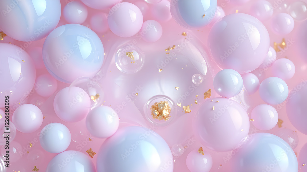 Blue and pink realistic soap bubble background. Dream light with magic reflection. Generative AI Blue and pink realistic soap bubble background. Dream light with magic reflection. Generative AI