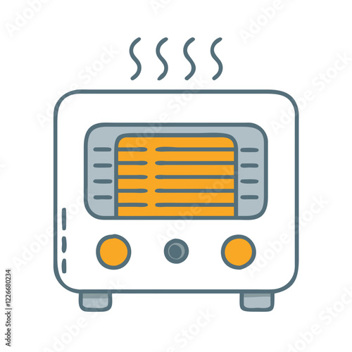 Heater icon with warm air rising in a minimalistic style