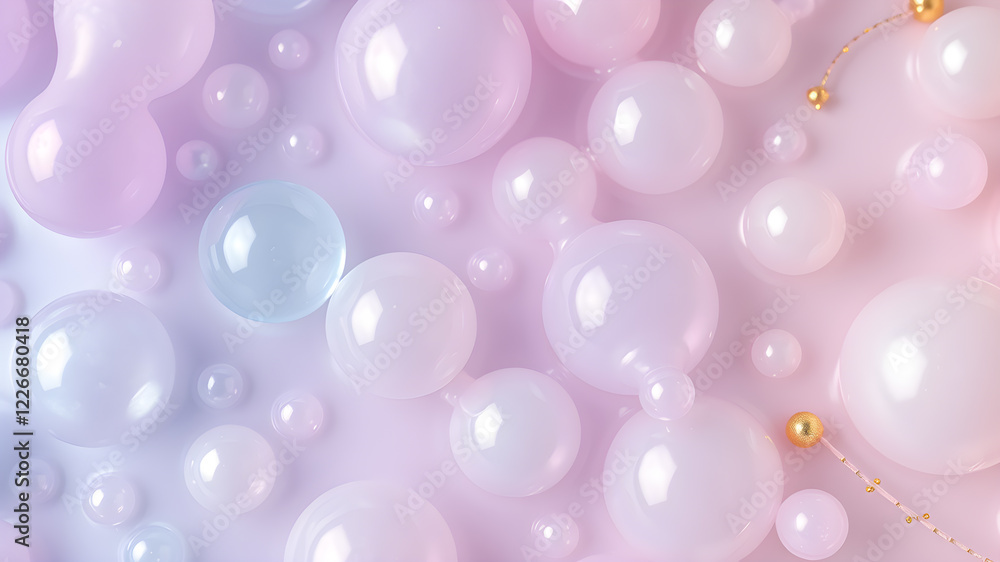 Blue and pink realistic soap bubble background. Dream light with magic reflection. Generative AI Blue and pink realistic soap bubble background. Dream light with magic reflection. Generative AI