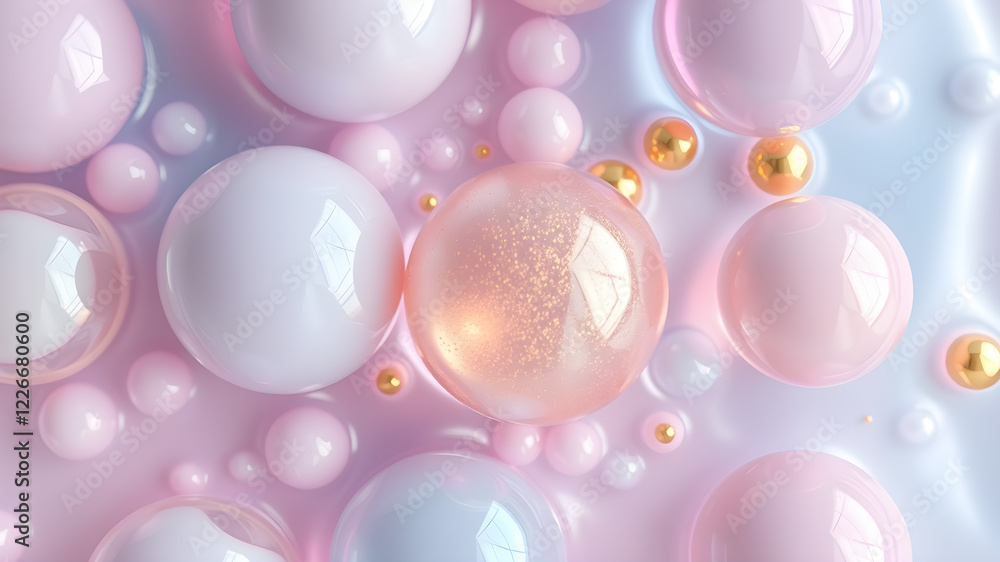 Blue and pink realistic soap bubble background. Dream light with magic reflection. Generative AI Blue and pink realistic soap bubble background. Dream light with magic reflection. Generative AI