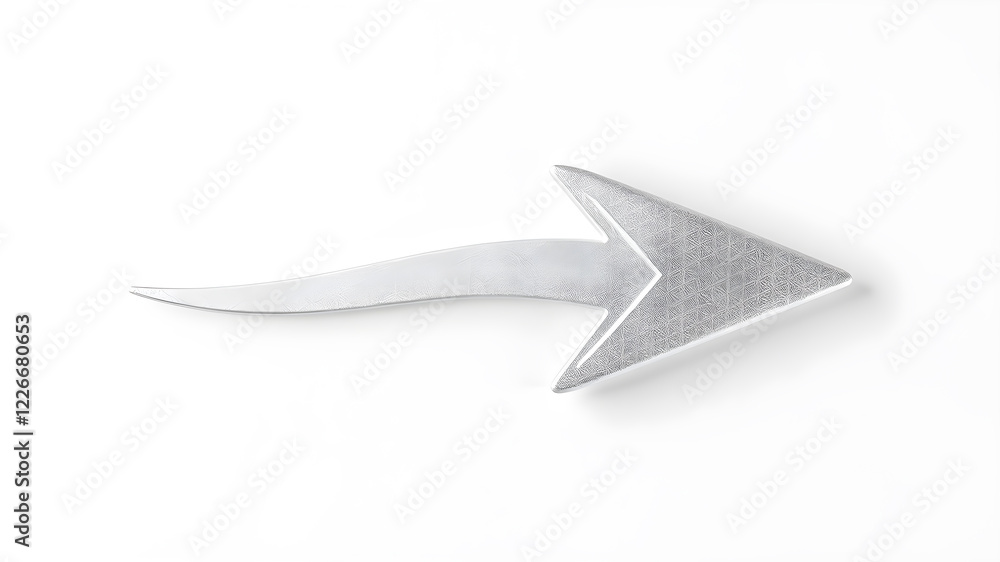 Curved Arrow 3D Silver. Generative AI Curved Arrow 3D Silver. Generative AI