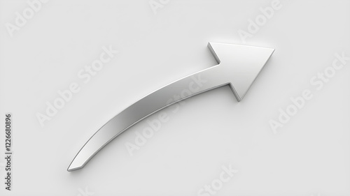 Curved Arrow 3D Silver. Generative AI
