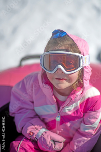 5 YO enjoying snow tubing in Dillon, Colorado. photo