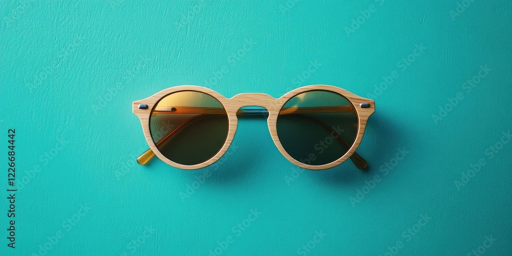 Wooden framed sunglasses with gold accents and dark lenses Wooden framed sunglasses with gold accents and dark lenses