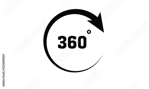 360 degrees arrow, rotate around set icon. Circle signs vertical, horizontal and diagonal view with arrows rotation to 360 degrees. Virtual reality. Rotate cycle, circular moving symbol. Vector 