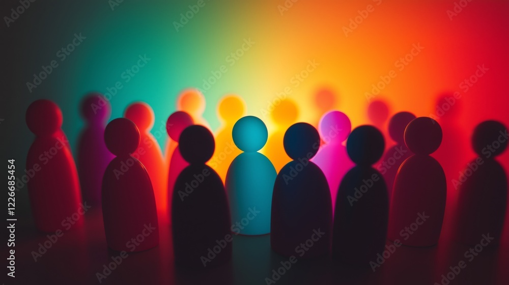Colorful abstract representation of multiracial unity, symbolizing diversity and harmony in a minimal composition. Colorful abstract representation of multiracial unity, symbolizing diversity and harmony in a minimal composition.