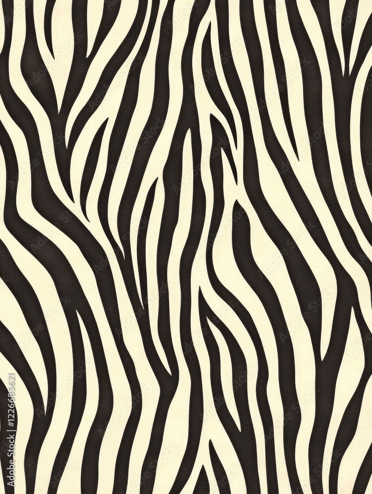 Graphic design with rhythmic zebra stripe pattern in black and white, suitable for textile or wallpaper designs. Graphic design with rhythmic zebra stripe pattern in black and white, suitable for textile or wallpaper designs.