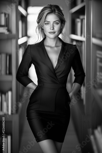 Elegant woman in tailored d...