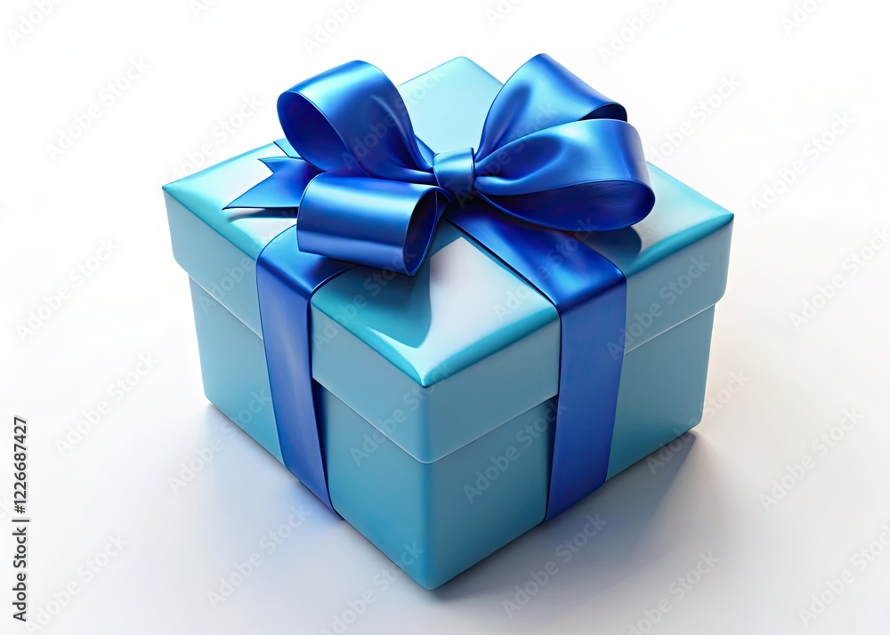 3D Gift with Blue Ribbon - Rule of Thirds Composition 3D Gift with Blue Ribbon - Rule of Thirds Composition