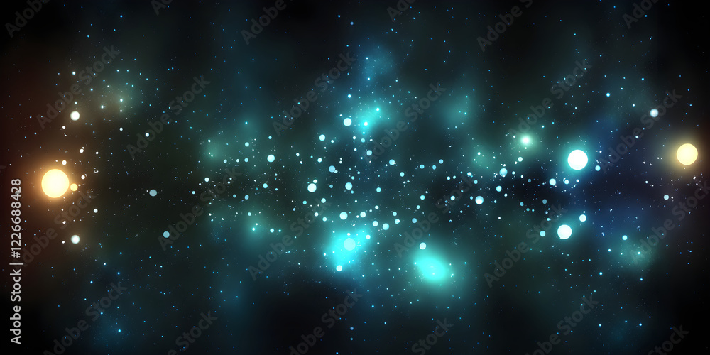 Obraz premium Leuchtende Galaxie mit funkelnden Sternen und kosmischem Nebel