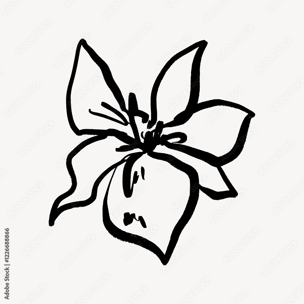 Lily ink brush, aesthetic line art Lily ink brush, aesthetic line art