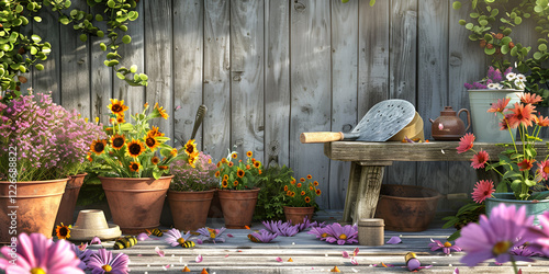 Trowel Lying On Soil In Garden photo