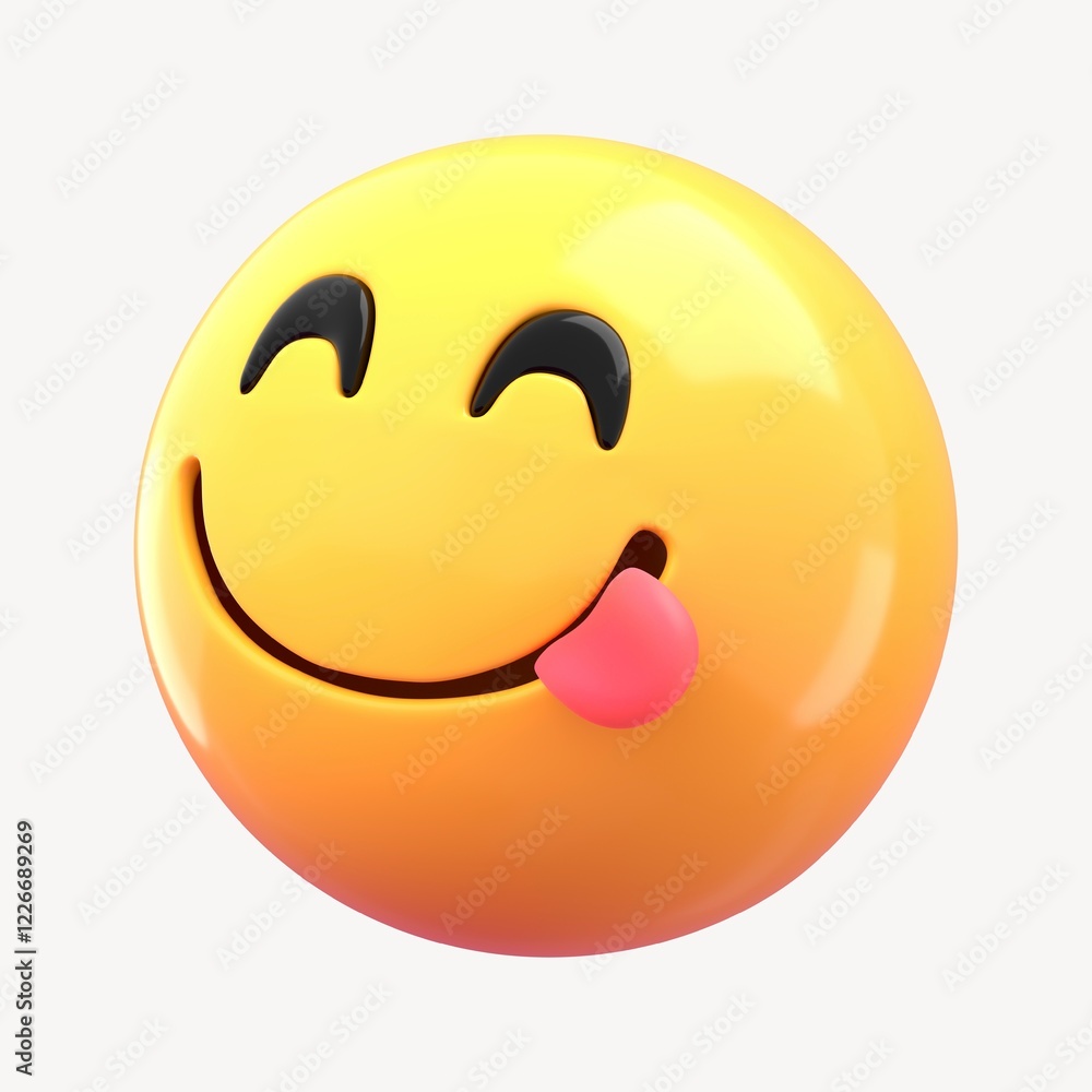 Yummy face 3D emoticon illustration graphic Yummy face 3D emoticon illustration graphic