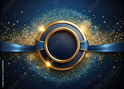 Abstract Luxury Dark Blue Circle Golden Ring  Vintage Photo