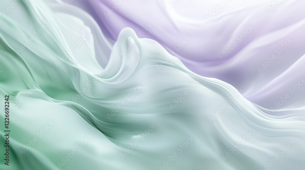 Obraz premium Soft, flowing waves of lavender and mint green in a blurred fluid vector background, ideal for corporate ads.