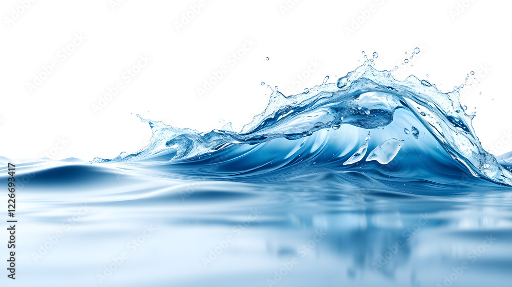 panorama, 3d realistic, water splash in the shape of a wave, isolated. Generative AI panorama, 3d realistic, water splash in the shape of a wave, isolated. Generative AI
