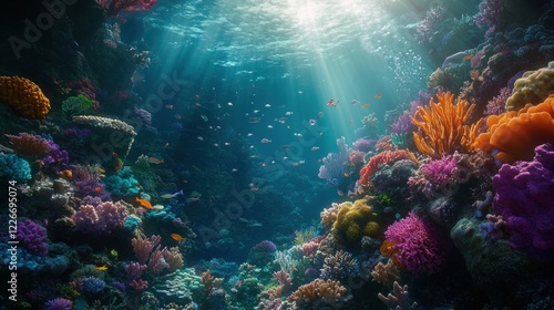 Wallpaper Mural Vibrant underwater scene showcasing colorful coral reefs and diverse marine life. Torontodigital.ca