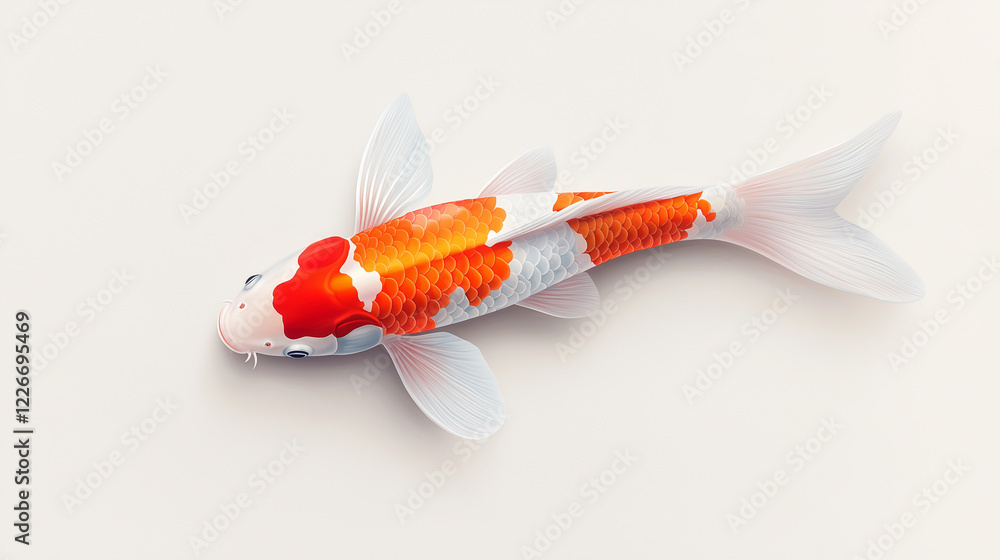 Fototapeta premium Koi fish swimming gracefully with vibrant orange and white patterns.