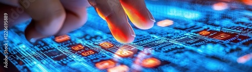 Digital innovation in technology exploring data interaction cyber space visual interface futuristic perspective